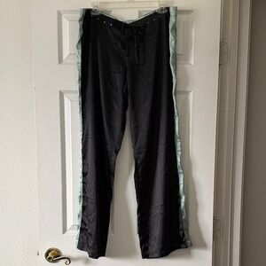 Y2K Victoria’s Secret Black Satin Track Pajama Pants Size Large